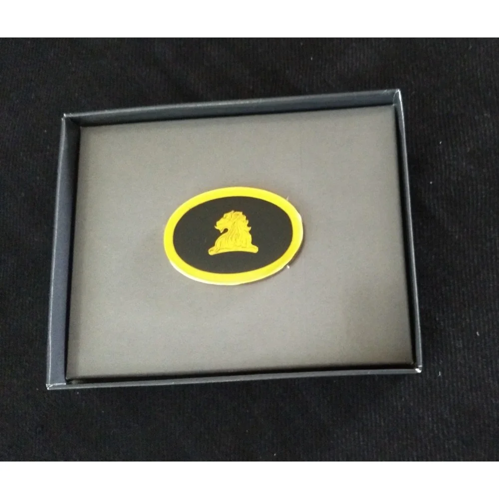 Mark Cross Money Clip Lions Head Logo Oval Black Gold-Tone Original Box Rare NOS